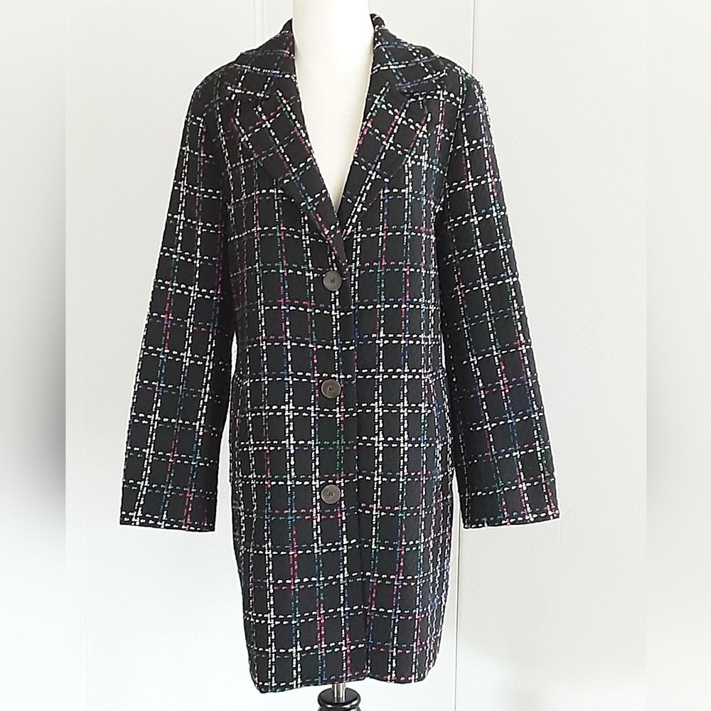 Charter Club Multicolor Machine Washable Tweed Coat | Jacket Sz L